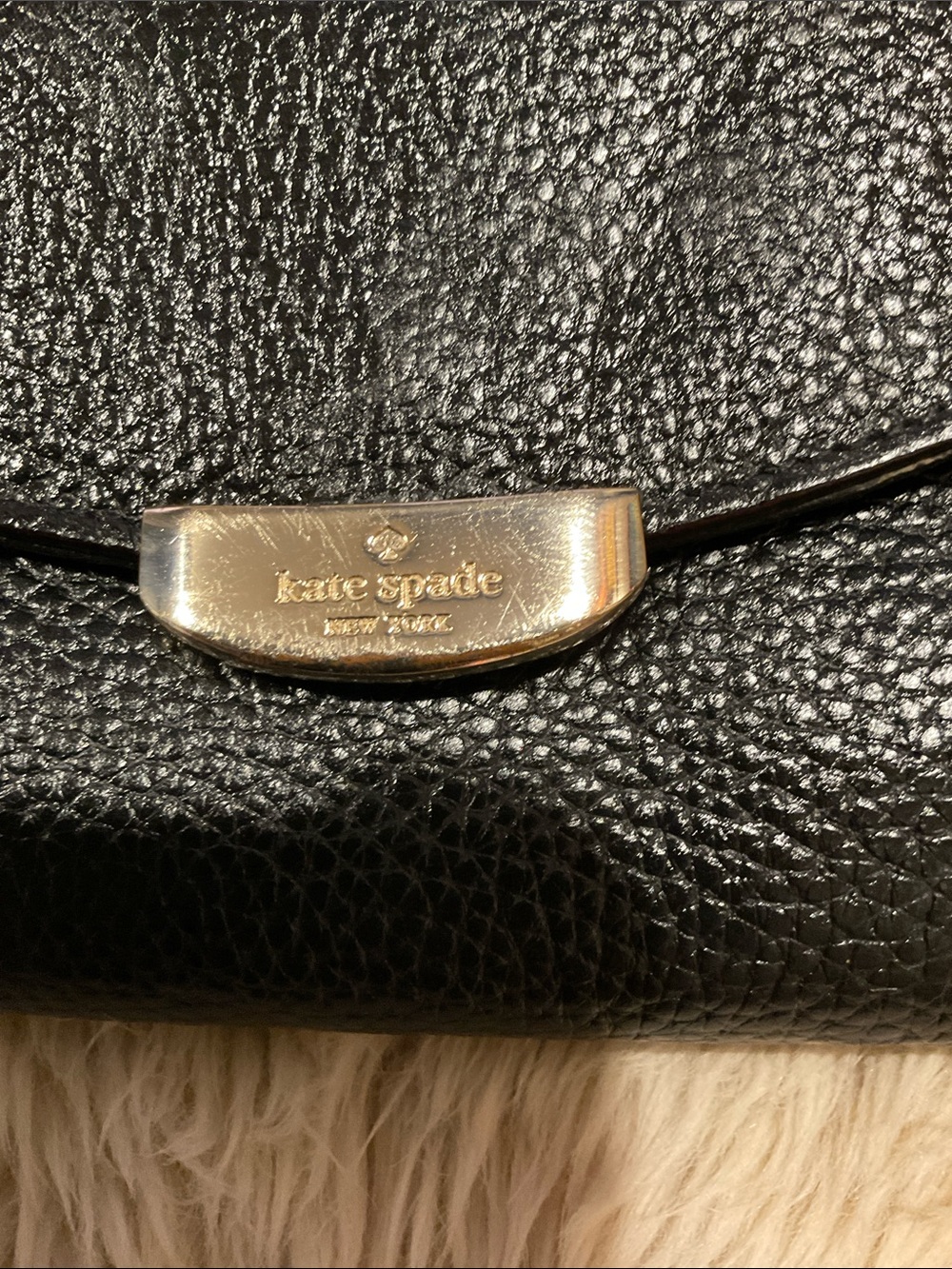 Kate Spade Black Callie Mulberry Street Pebble Leather Trifold Wallet Black EUC - Picture 8 of 8